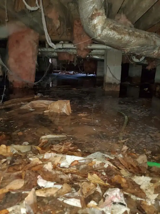 Crawl space flood assessment for Commercial Water Damage Restoration in Warren